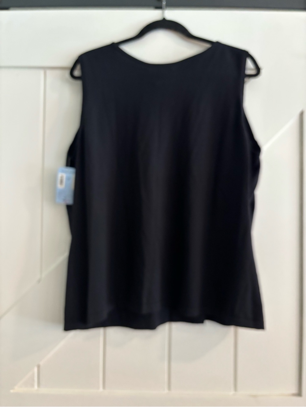 Caslon Nordstrom Black Ruched V Neck Tank Top 2X Plus Rayon Blend NWT - Picture 2 of 11